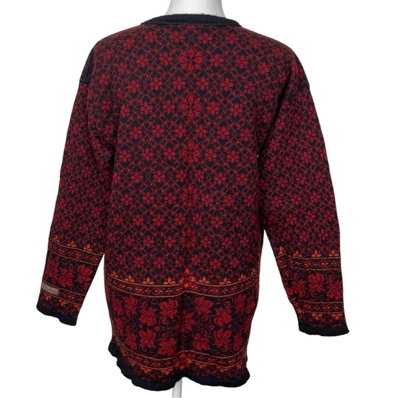 Vintage Dale of Norway Red Nordic Wool Cardigan Medium - Picture 6 of 11
